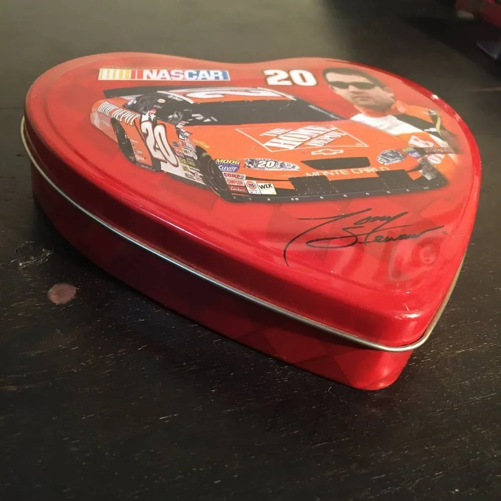 Tony Stewart Nascar Heart Shaped Tin Box